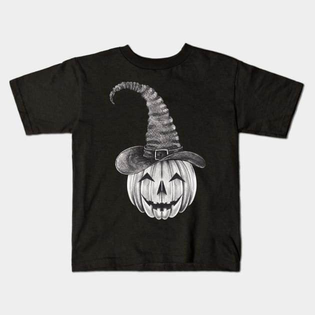 Skeleton pumpkin witch halloween. Kids T-Shirt by Jiewsurreal